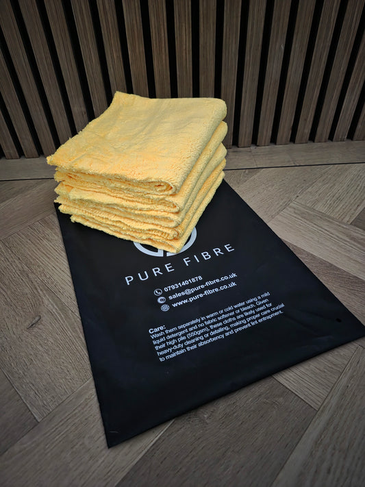 Yellow Edgeless 550 gsm Microfibre Cloth - 5 Per Pack